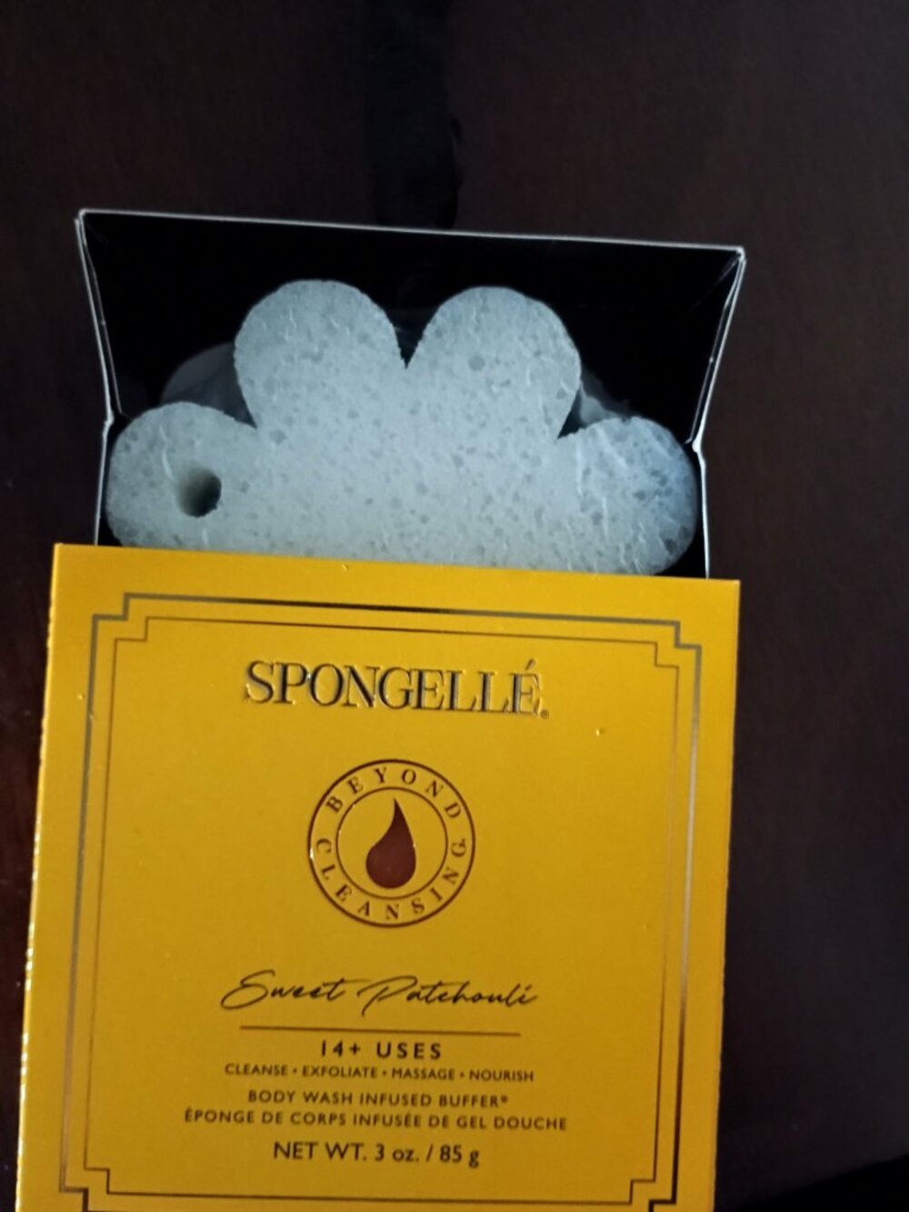 💛💛BNIB SPONGELLE SWEET PATCHOULI BODY WASH INFUSED BUFFER SPONGE